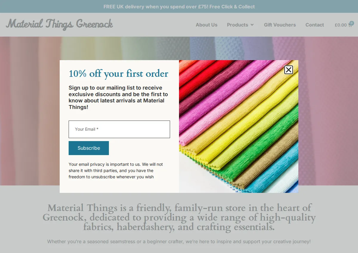 Store homepage
