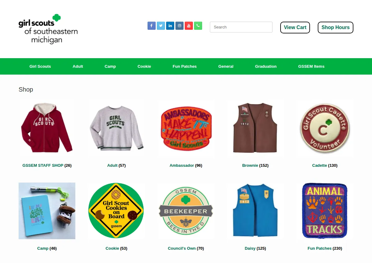 Store homepage
