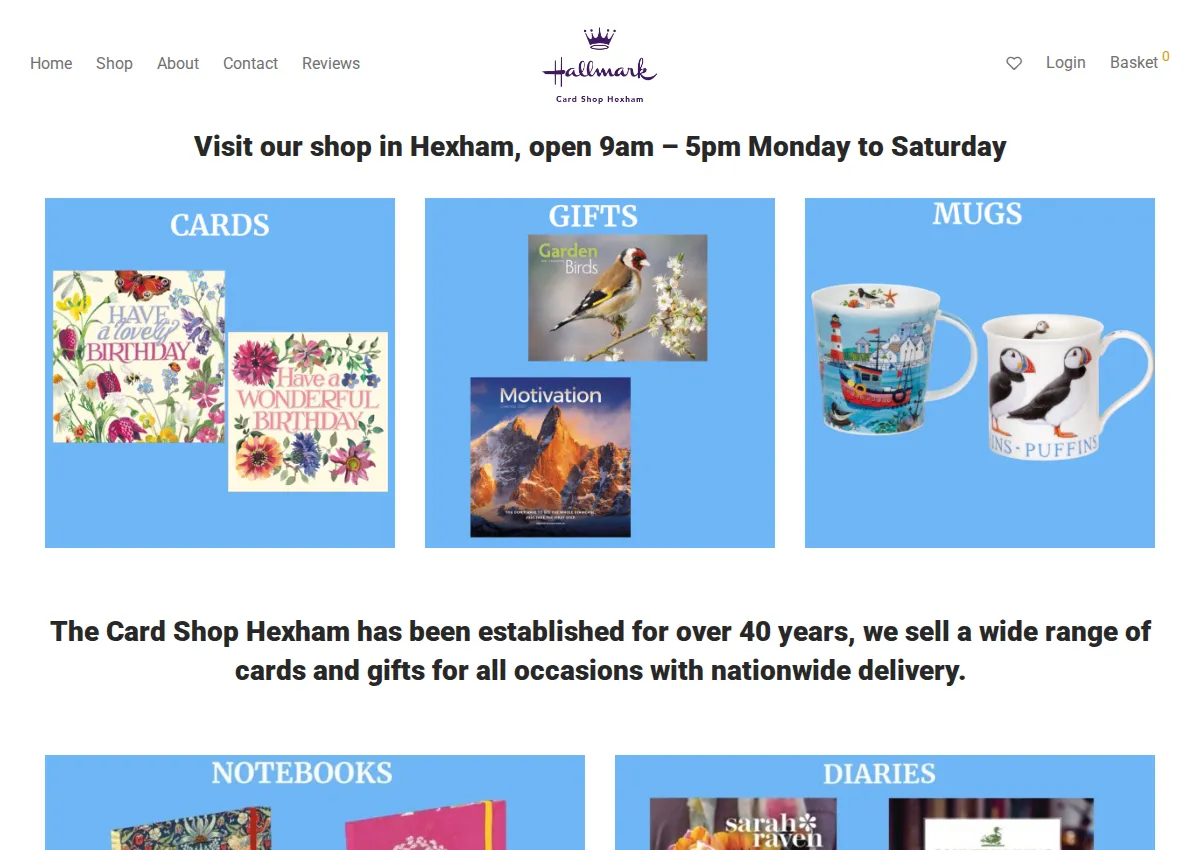 Store homepage