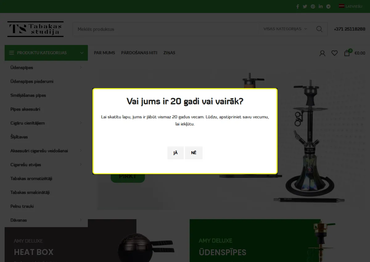 Store homepage