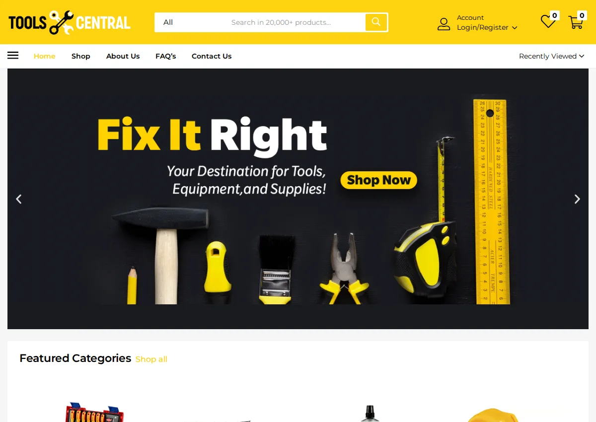 Store homepage