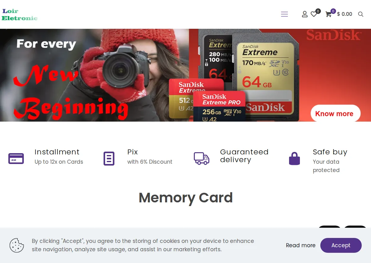 Store homepage