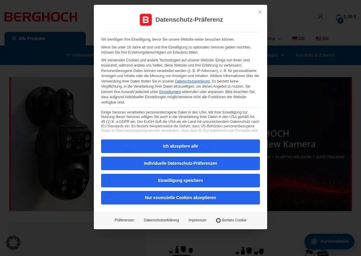 Store homepage