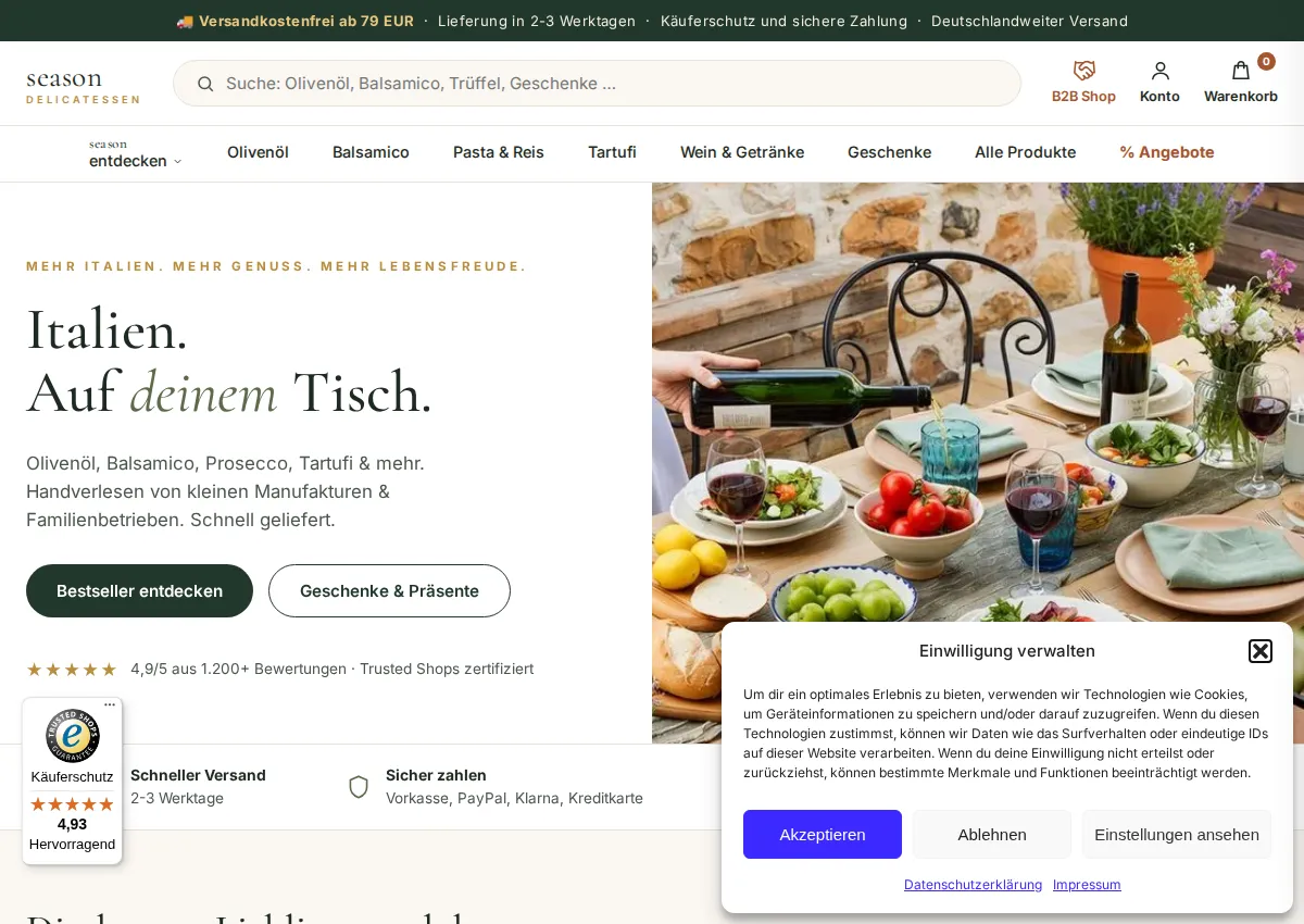 Store homepage