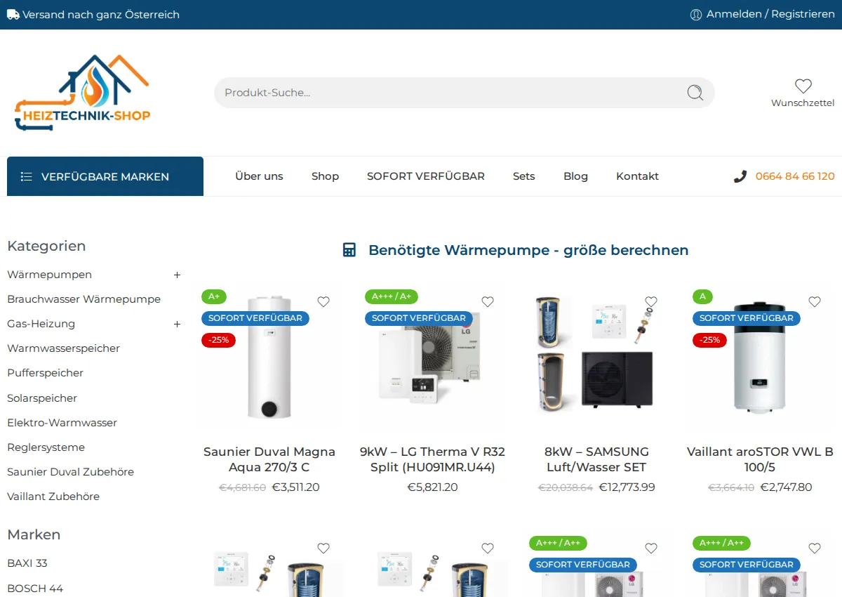 Store homepage