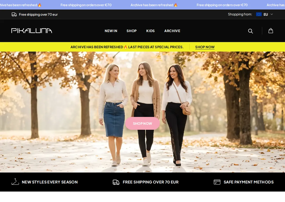 Store homepage