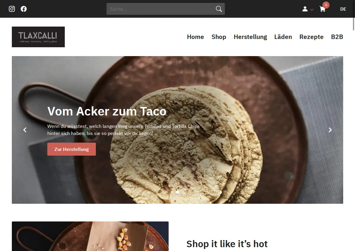 Store homepage
