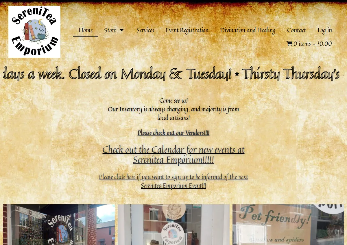 Store homepage