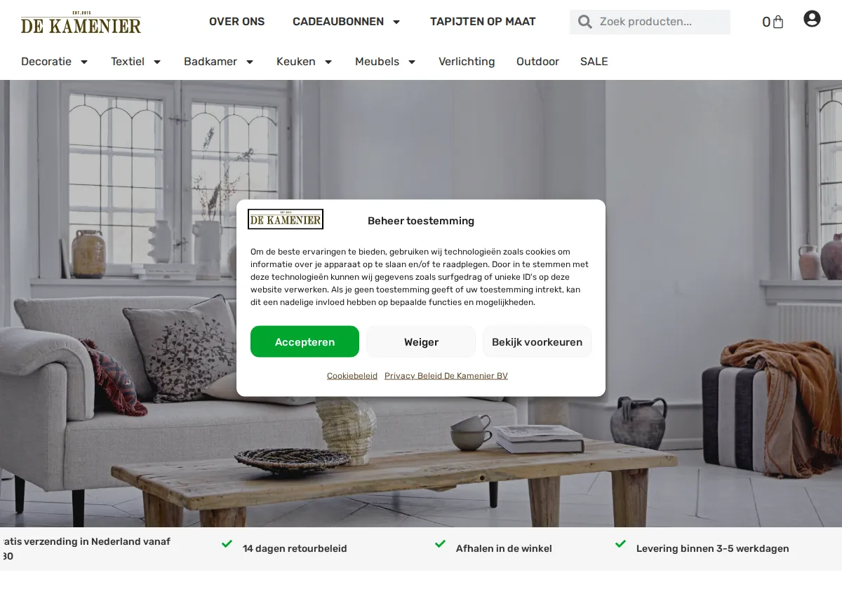 Store homepage