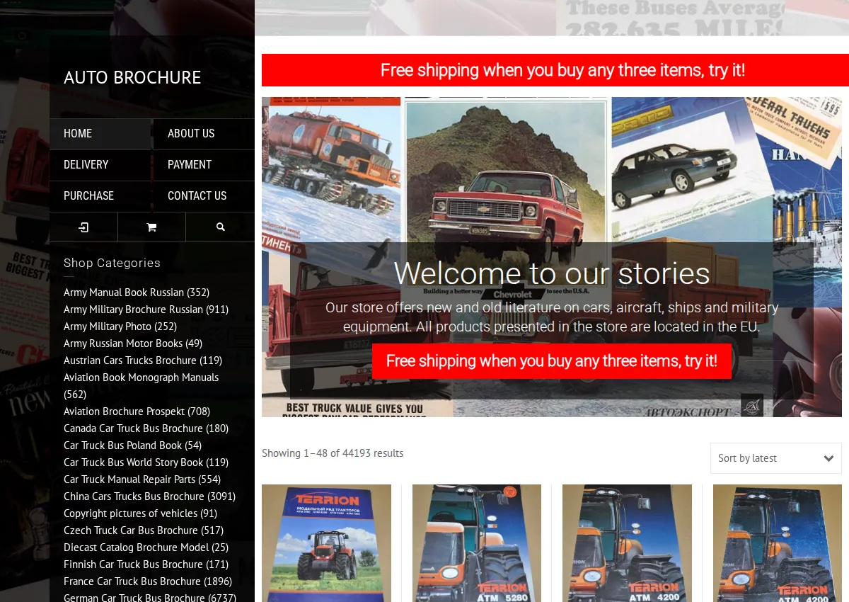 Store homepage