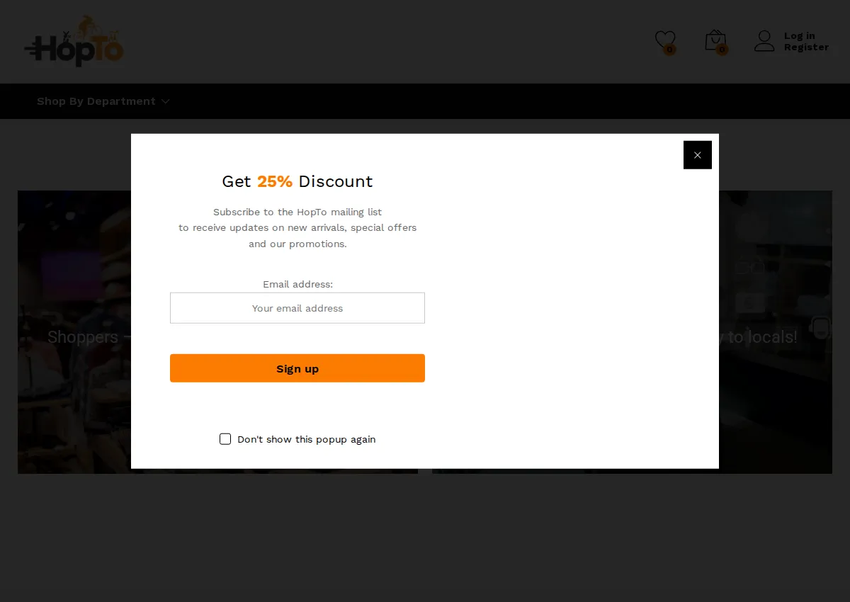 Store homepage