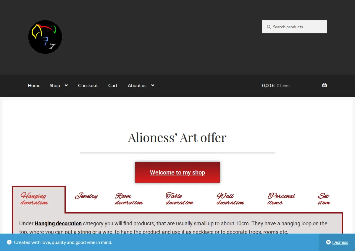 Store homepage
