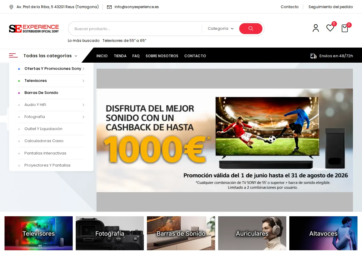 Store homepage